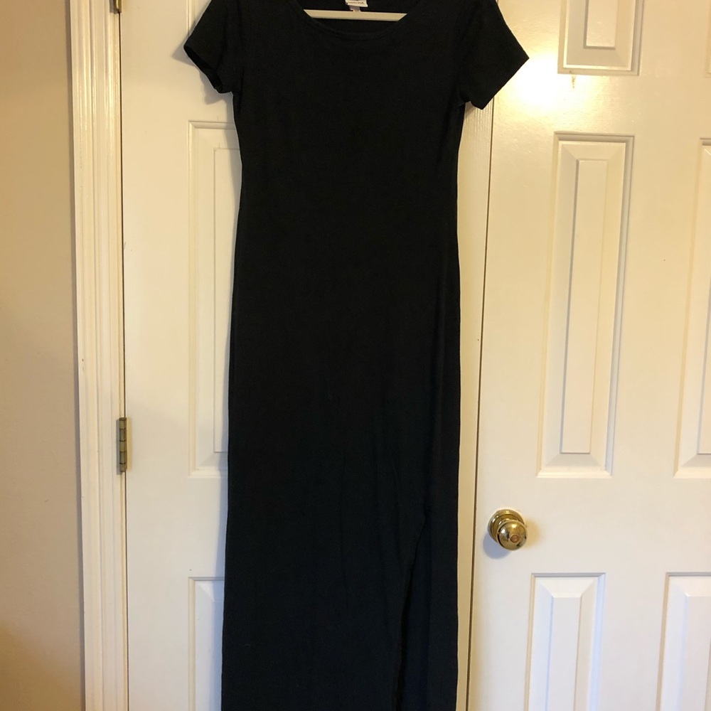Black minimalist dress with slits on both sides